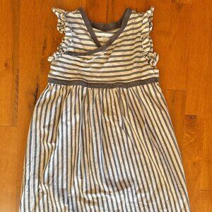 Tea Collection grey and white stripe sleeveless dress